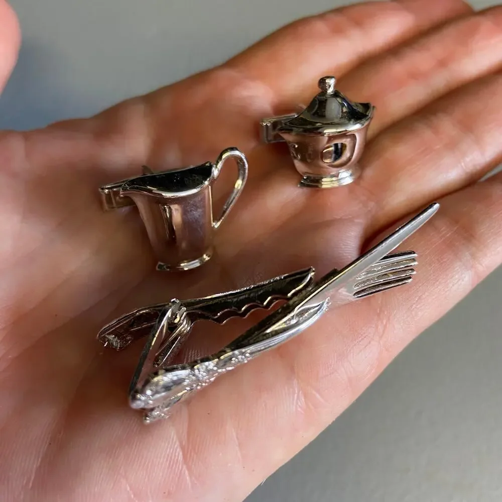 Cuff Links and Tie Clip Cooking Chef Style 03 Pieces Set